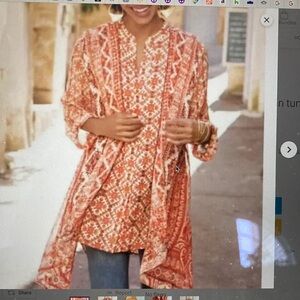 Cotton tunic with gauze panels & sleeves